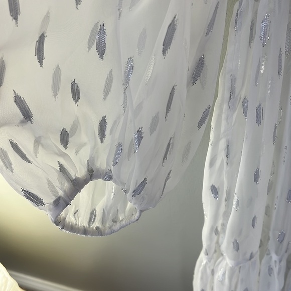 Express White Tie Front Cover Up with Silver Accents - Picture 5 of 8